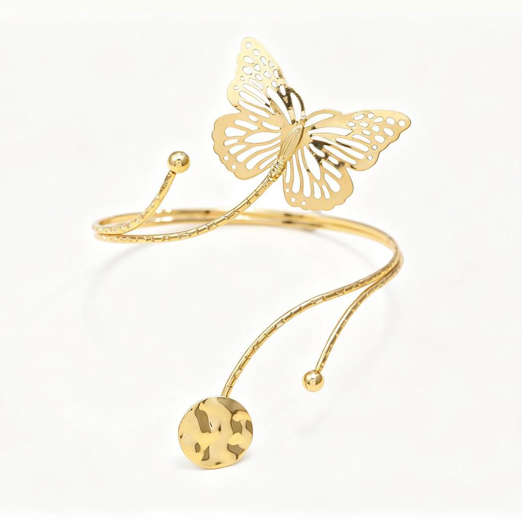 Fashionable Adjustable Spiral Metal Arm Ring for Women