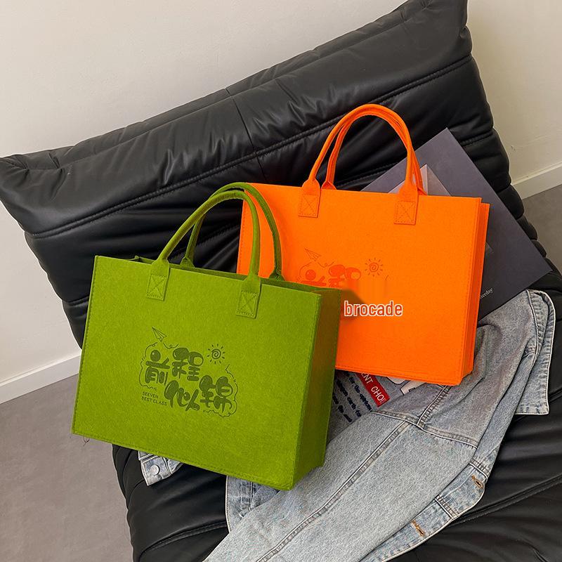 Eco-Friendly Logo Print Large Capacity Felt Tote Bag with Pattern