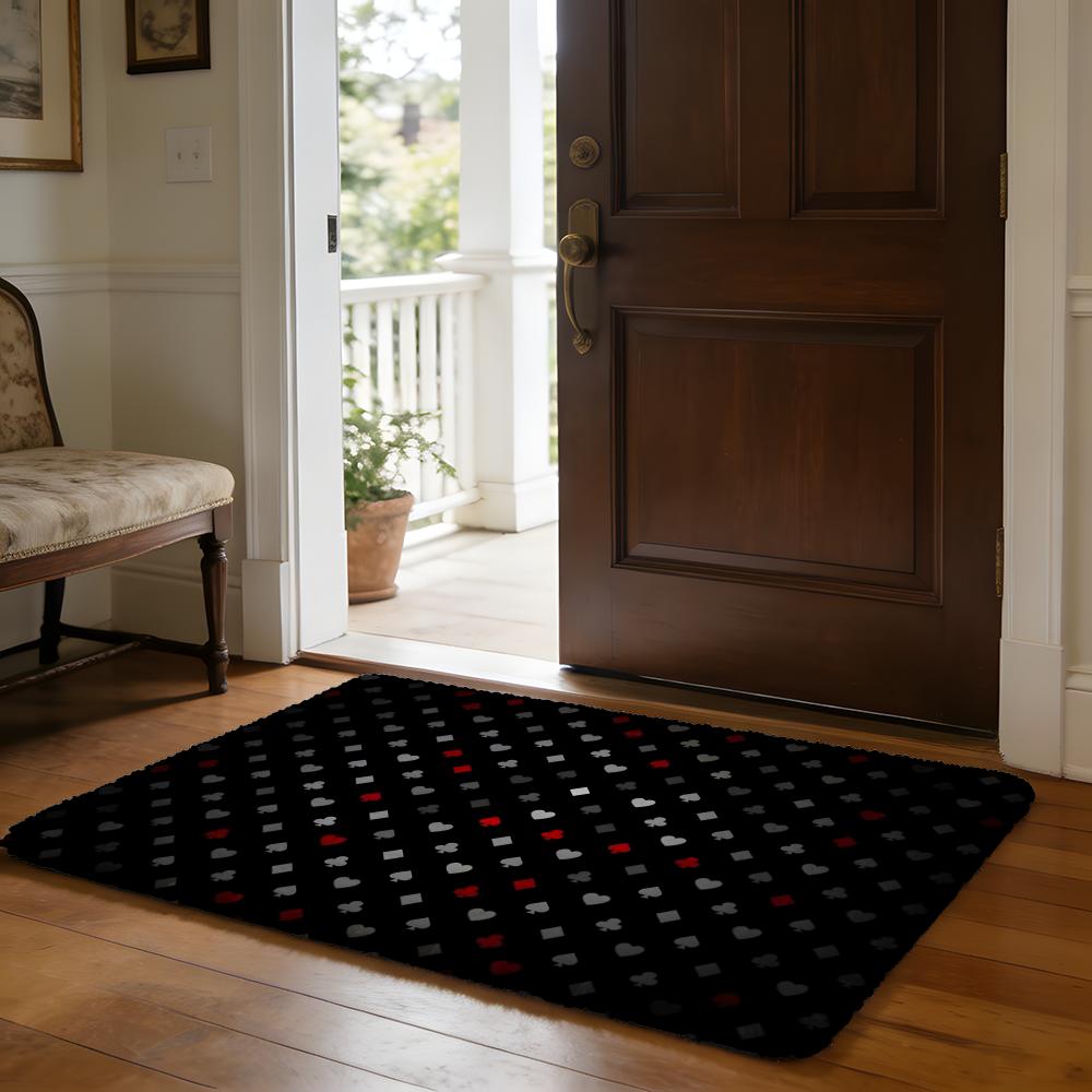 Fashion Spade Floor Mat Soft Flannel Absorbent Mat Non-Slip Rug Home Bedroom Bathroom