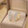 Commuting Earrings 1 Pair Ear-buckle Earrings Circle with Dazzling Cubic