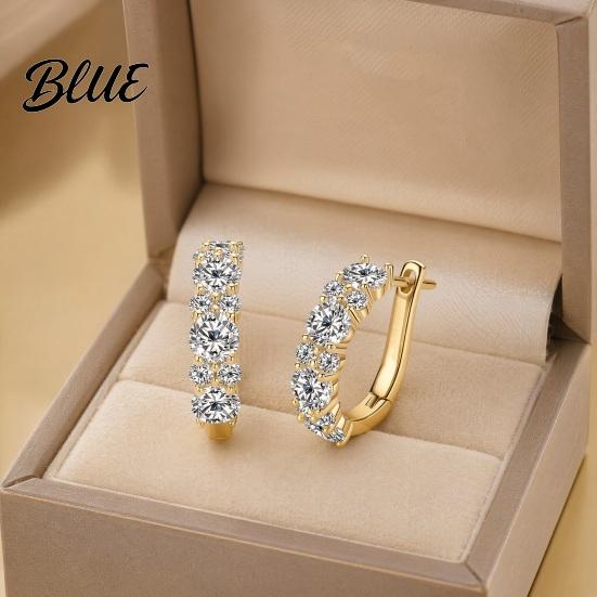 Commuting Earrings 1 Pair Ear-buckle Earrings Circle with Dazzling Cubic