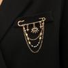 Evil Eye and Star Tassel Safety Pin Brooch with Pearl Accents for Women