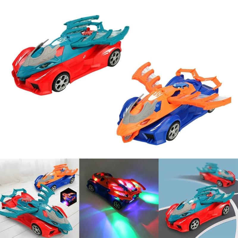 LED Constructions Pterosaur Car Toy with Colorful Light Universal Wheel Electric Vehicle Toy Children Crawl Learning Toy