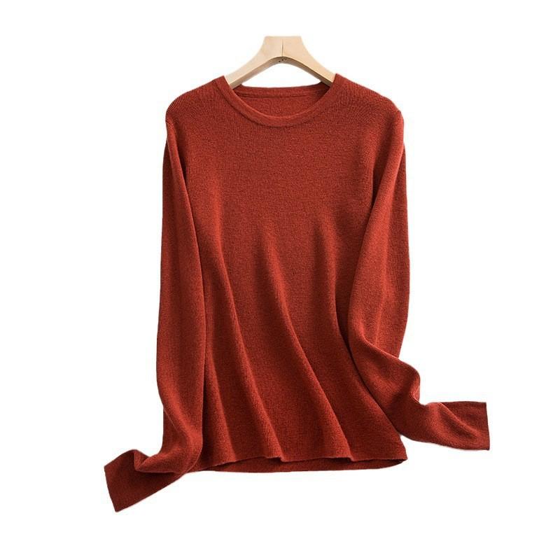 Front Shoulder Wool Sweater Women's 0 Pure Wool Thin Slim Fit and Thin Bottom Top Early Autumn New Knitted Sweater