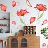 4sheets/set Wall  Stickers Of Removable Poppy Watercolor Inkjet For Bedroom Living Room Decoration