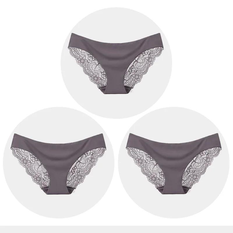 Women's Seamless Underwear Leopard Intimate Women Sexy Lace Black Floral Panties Seamless Panty 3 Pcs/set