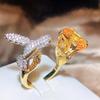 High-End Hummingbird Ring: Santa Maria Aquamarine-Look with Colored Gemstones for Women