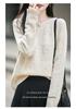 2026 A/W Plaid Wave Pattern Loose Pure Wool Knit Sweater - Women's Round Neck Long Sleeve