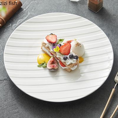 Pure White Ceramic Round Flat Plate Restaurant Steak Plate Dessert Plate Sushi Plates Molecular Cuisine Specialty Tableware