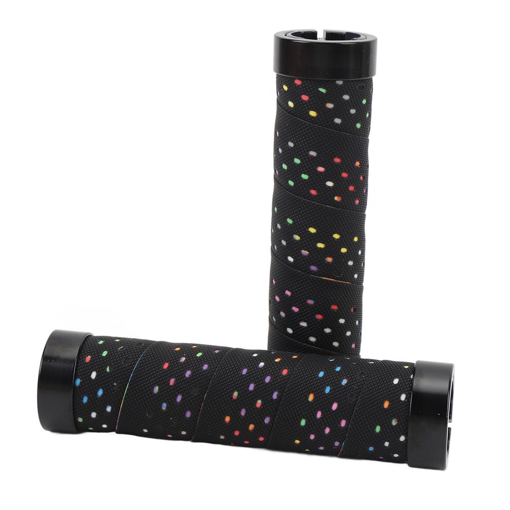 2er Set Fahrradlenkergriff-Set Anti-Rutsch Dual-Locking PU Bequemes Fahrradlenkergriff-Set 22,2 mm Schwarz mit farbiger Basis