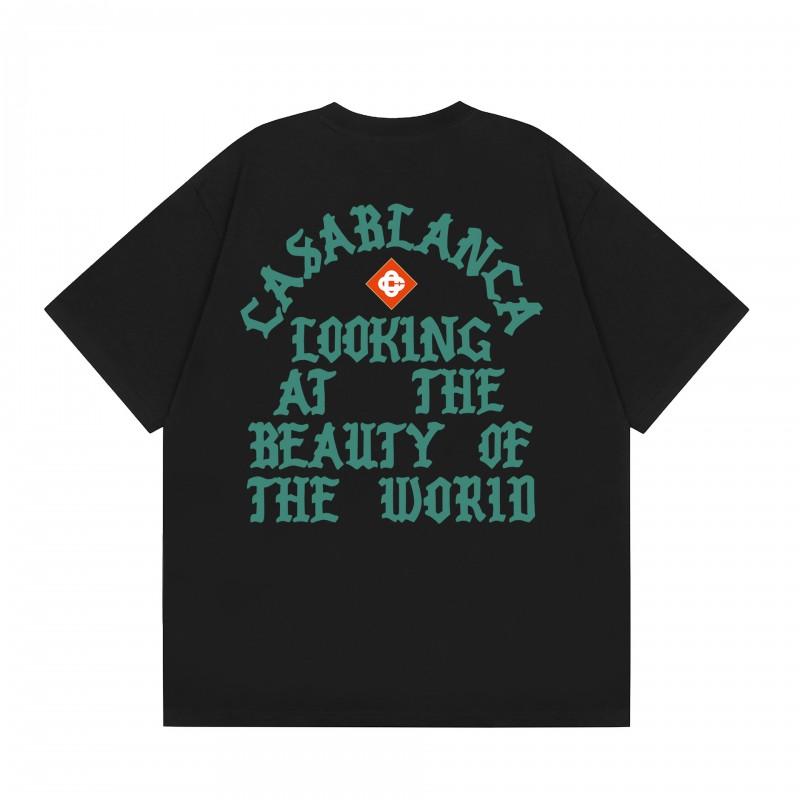 2026 Casablanca Print Loose Fit Cotton T-Shirt Men Youth Casual Wear