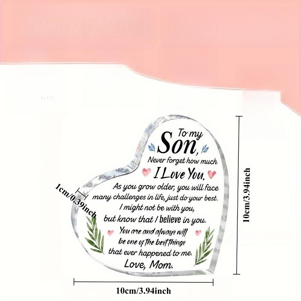 Heart-Shaped Keepsake with Mother'S Message - "To My Son, Never Forget How Much I Love You" - Perfect Gift for Christmas, Thanksgiving, Mother'S Day,