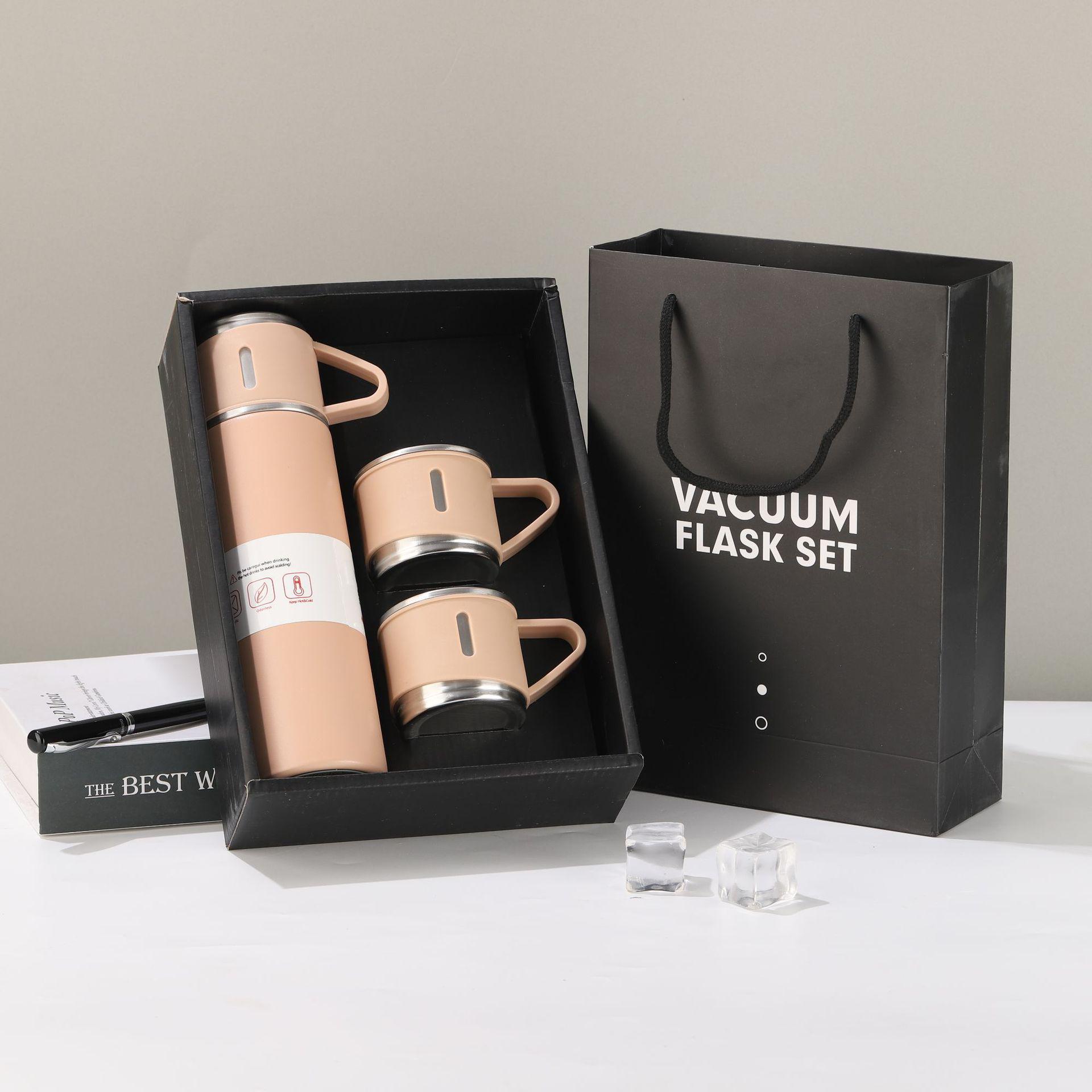 

Deluxe Insulated Cup Set: 304 Stainless Steel with Three Lids & Gift Box for Office Use 500ml