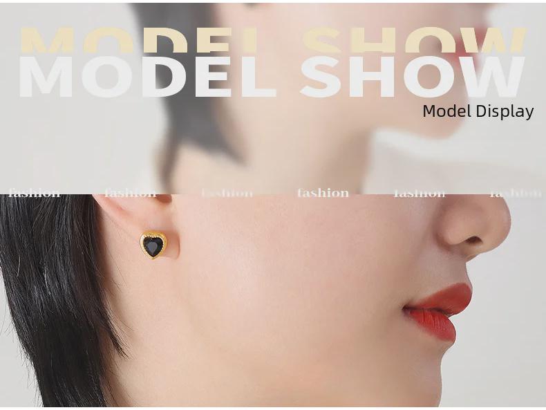 French Niche Multi-Color Zircon Love Pendant Necklace & Earrings Set