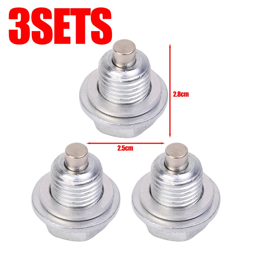 Car Engine Oil Pan Drain Plug Bolt M14*1.5 Silver with Washer Magnetic Oil Drain Screws Seal Ring for Modern Kia Accessories