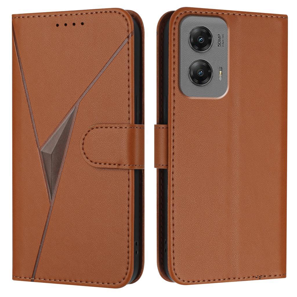 For Motorola Moto G Stylus 5G (2024) Case Triangle Imprint Leather Phone Cover with Lanyard