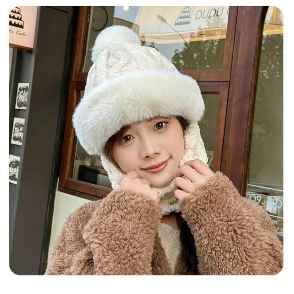 Hats, Women's Hats, Double-layered, Thickened, Cycling, Windproof Hats, Cold-proof Hats, Scarves, Warm Hats, Ear Protectors, Hats, Headscarves