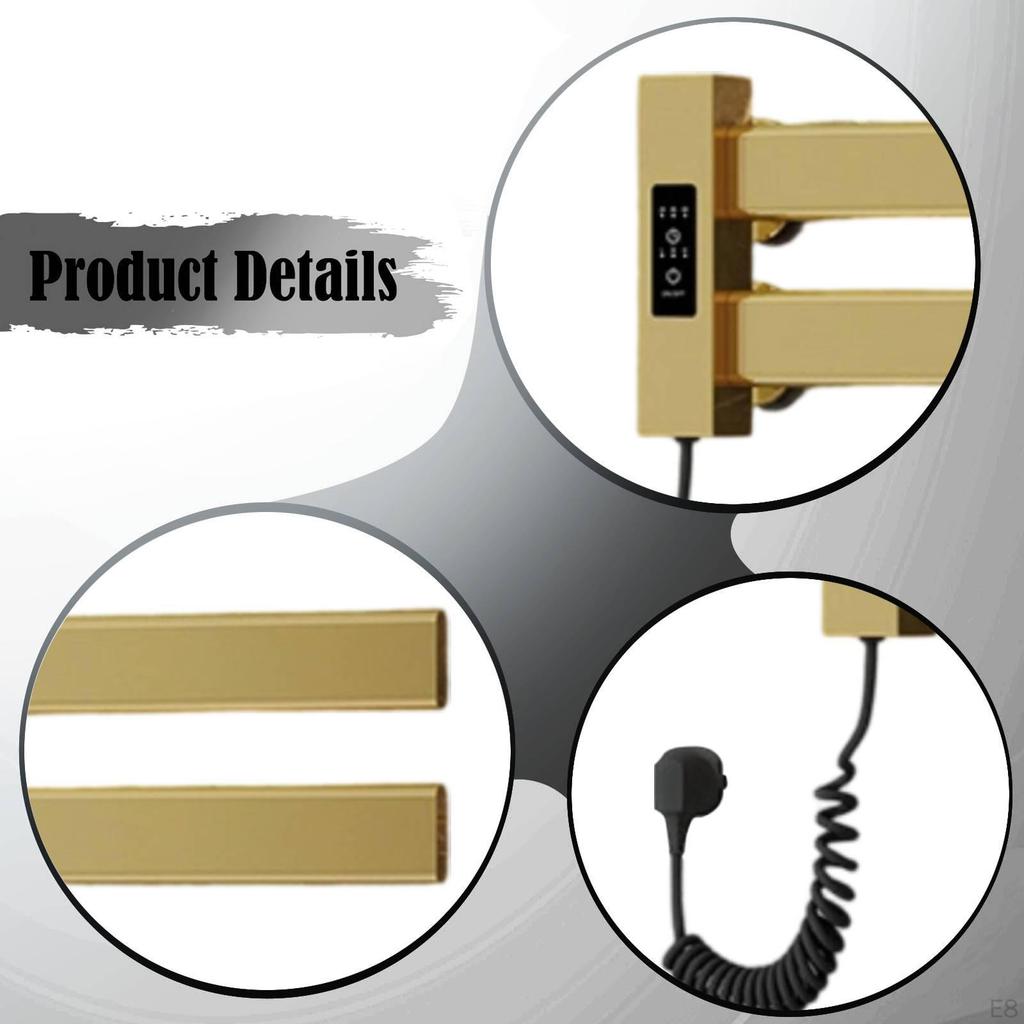 Electric Heated Towel Rack Smart Temperature Control Warming for Shower Black