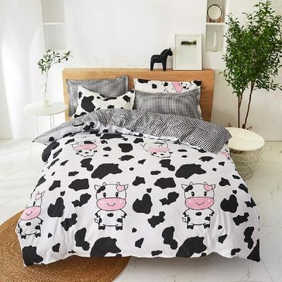 Copripiumino con motivo mucca cartone animato set biancheria da letto, per ragazzi, ragazze, adulti, copripiumino in microfibra con cerniera e 2 federe