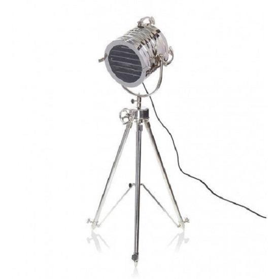 Studio Search Light Designer Floor Lamp Chrome Spotlight with Tripod Stand