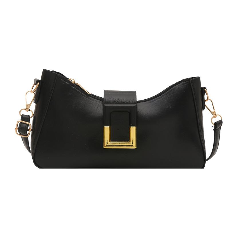 Trend Texture Fashionable New Personality Fashionable Simple Solid Color Crossbody Shoulder Bag Buckle Armpit Bag