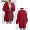 BITCED Autumn/Winter Oversized Mid-Length Cardigan Knitwear V-Neck Solid Colour Knit Top