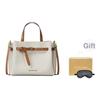 Michael Kors Borsa a tracolla in tela rivestita con stampa logo, media, da donna, Bianco Vaniglia-Marrone Ghianda 30F5GU5S2B-VANILLA