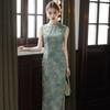 Green sleeveless national style new Chinese daily Suzhou long cheongsam improved young 1011 new women's high sense