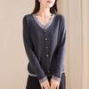Color Blocking Fake Two V-neck Long-sleeved Knitted Sweater for Women In Autumn 2025, Fashionable and Versatile, Slimming Women's Sweater
