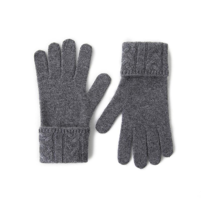 Cashmere Autumn and Winter New Unisex Retro Jacquard Warm Cycling Windproof Knitted Five Finger Gloves