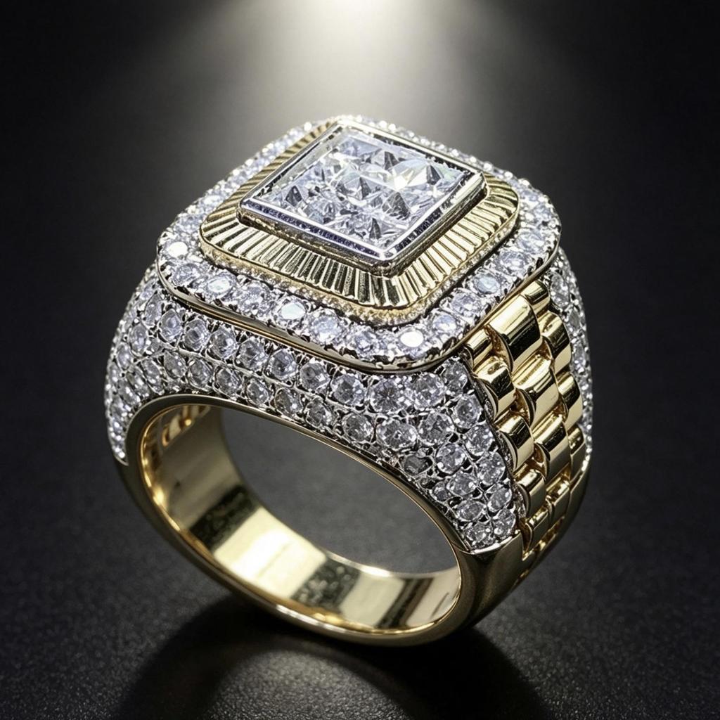 Trendy HipHop Diamond Ring for Men - European American Street Style Fashion Accessory