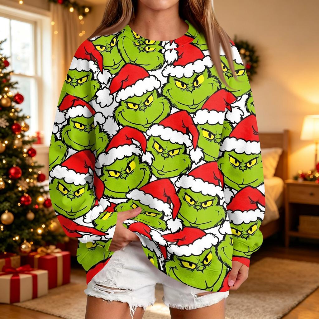 Women's Casual Christmas Print Neck Sweatshirt