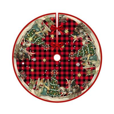 90cm Diameter Cartoon Print Christmas Tree Skirt Festive Decorations