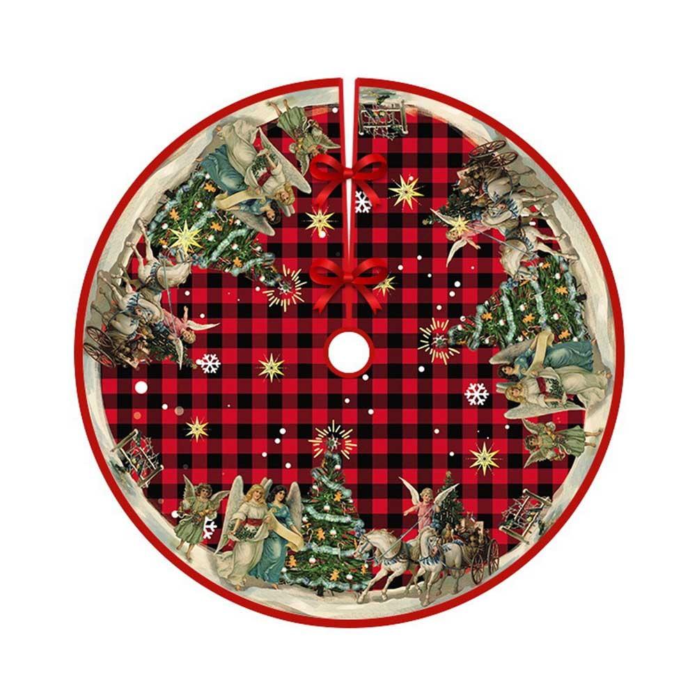 Cartoon Print Christmas Tree Skirt Festive Decorations