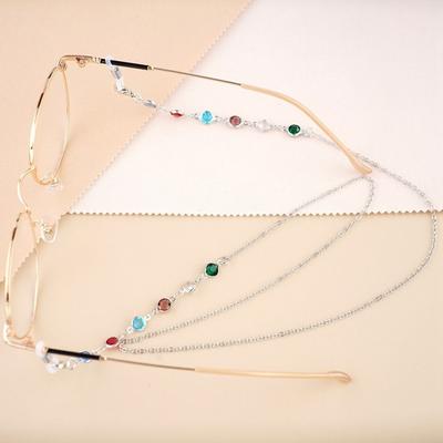 Neck Strap String Anti-lost Colorful Rhinestone Hanging Chain Spectacle Cord Metal Glasses Chain Sunglasses Chains Mask Chain