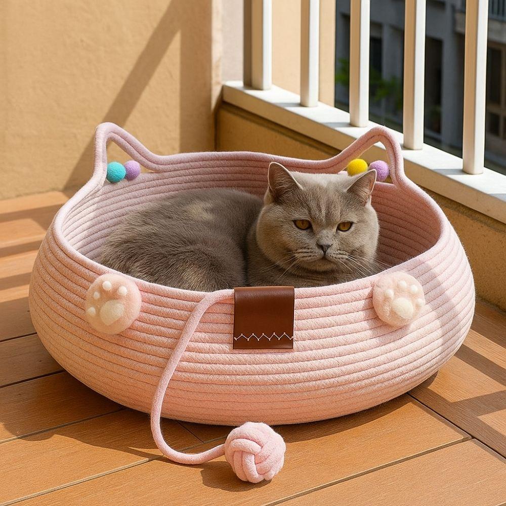 Handmade Cat Sleeping House Scratch-Proof Cat Scratch Floor Woven Cat Nest  for Cats and Dogs