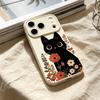 Black cat Huahua is suitable for anti-drop niche iPhone17Pro mobile phone case, new Apple 17/15 protective case silicone.