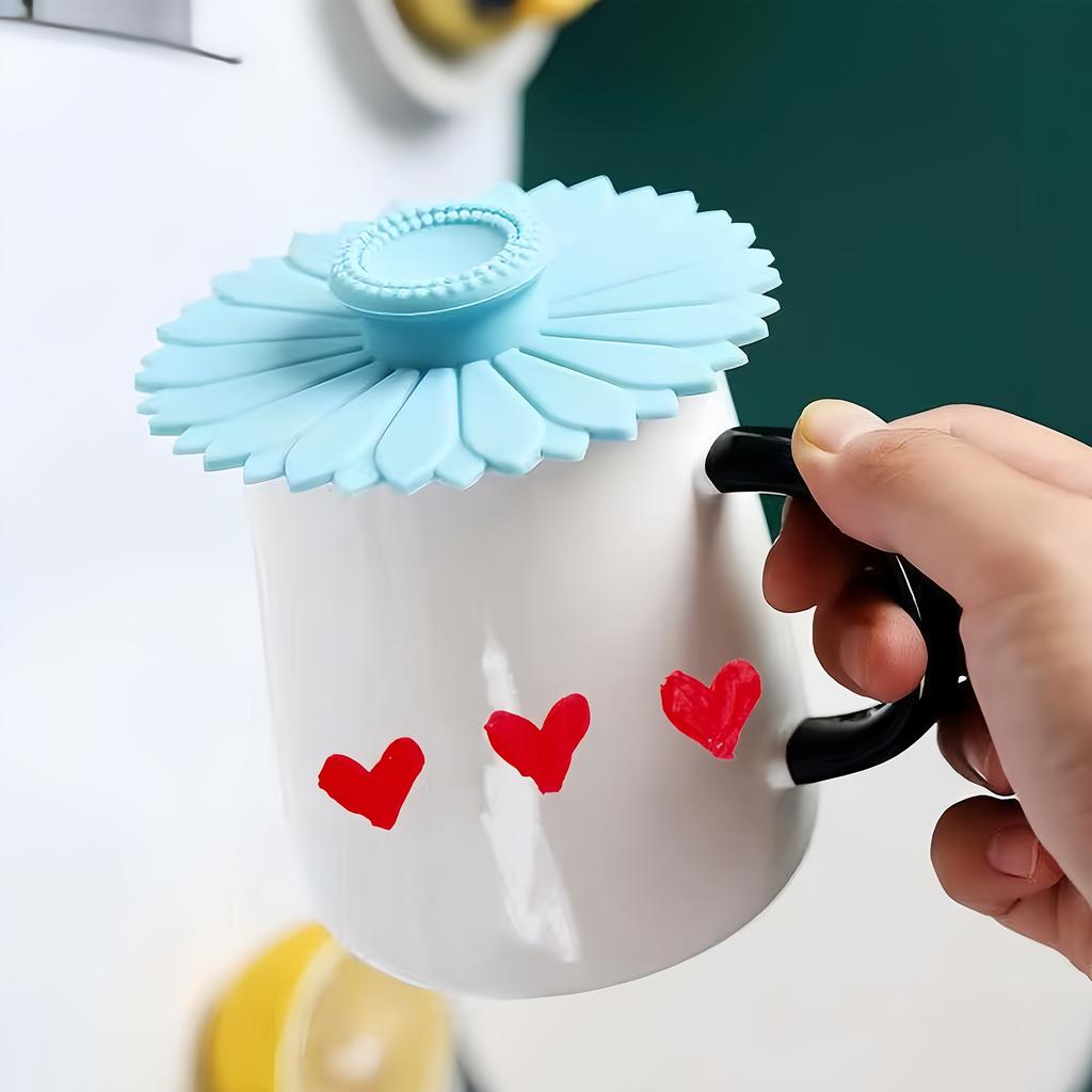1pcs Silicone Sunflower Shaped Cup Lid, Multifunctional, Dustproof and Leak Proof, for Tea Cups and Teapots