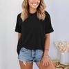 Women Fashionable Short Sleeve Soild Casual Basic  Pullover T-shirt Top