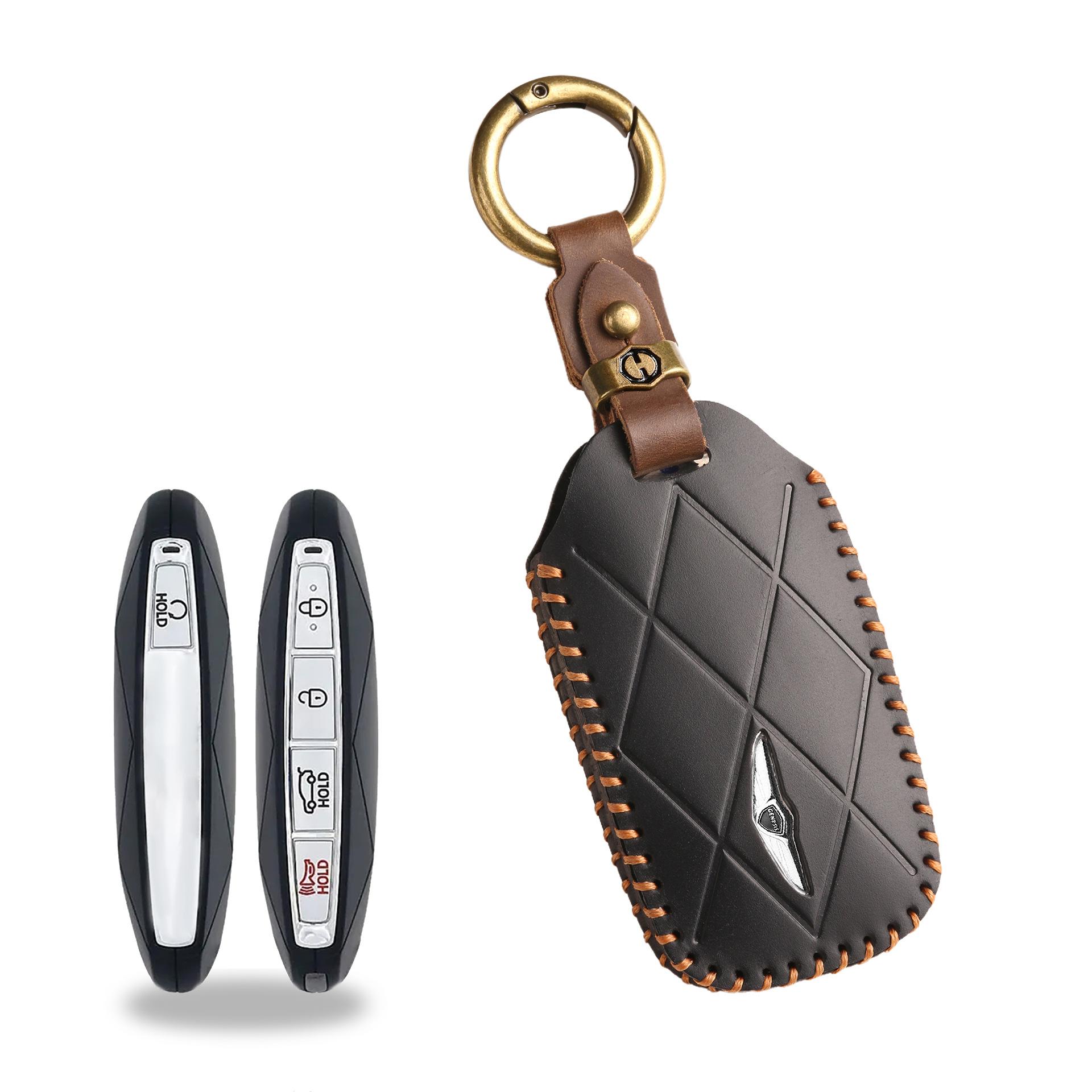 

Retro Key Cover For Genesis Gv60 Gv90 Lawns Leather Car Key Protective Case Case