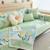 Summer Living Room Flower Print Anti-slip Furniture Protection Ice Silk Funda Sofa Cushion Cover Slipcover