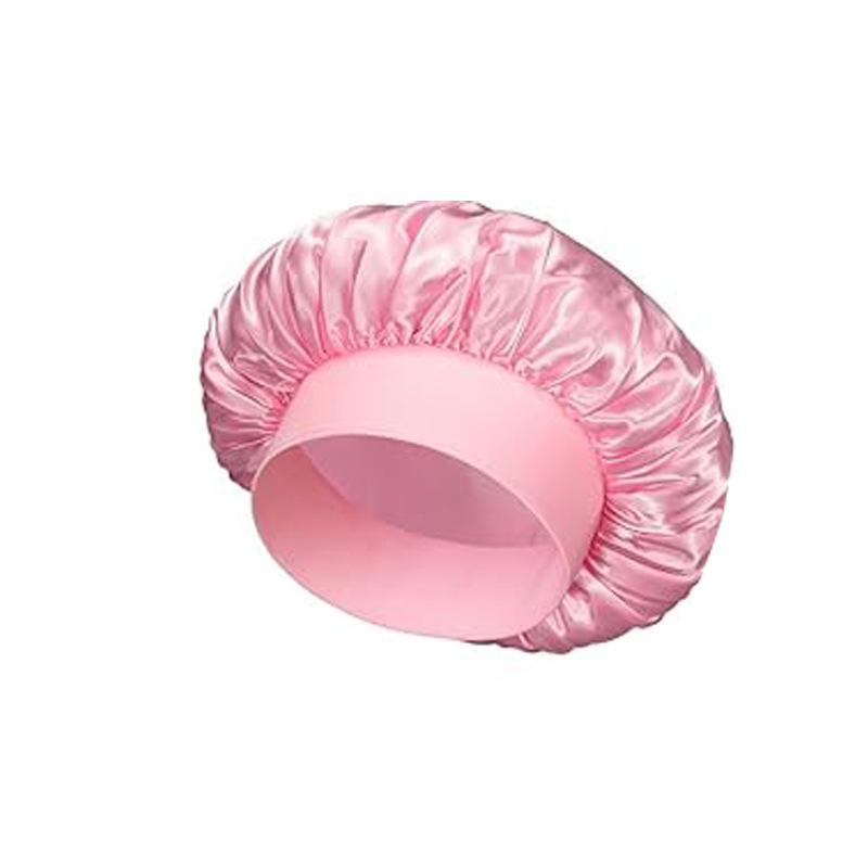 Wide-brimmed headscarf, beauty hat, hair care hat, female care satin nightcap.