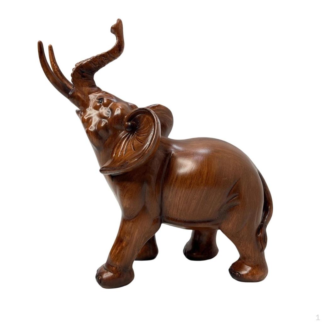 Glossy Elephant Figurine Modern Statue Sturdy Resin Sculpture