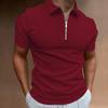Men Clothes Summer Fashion Short Sleeve Sport Stripe Zipper Polo Shirt