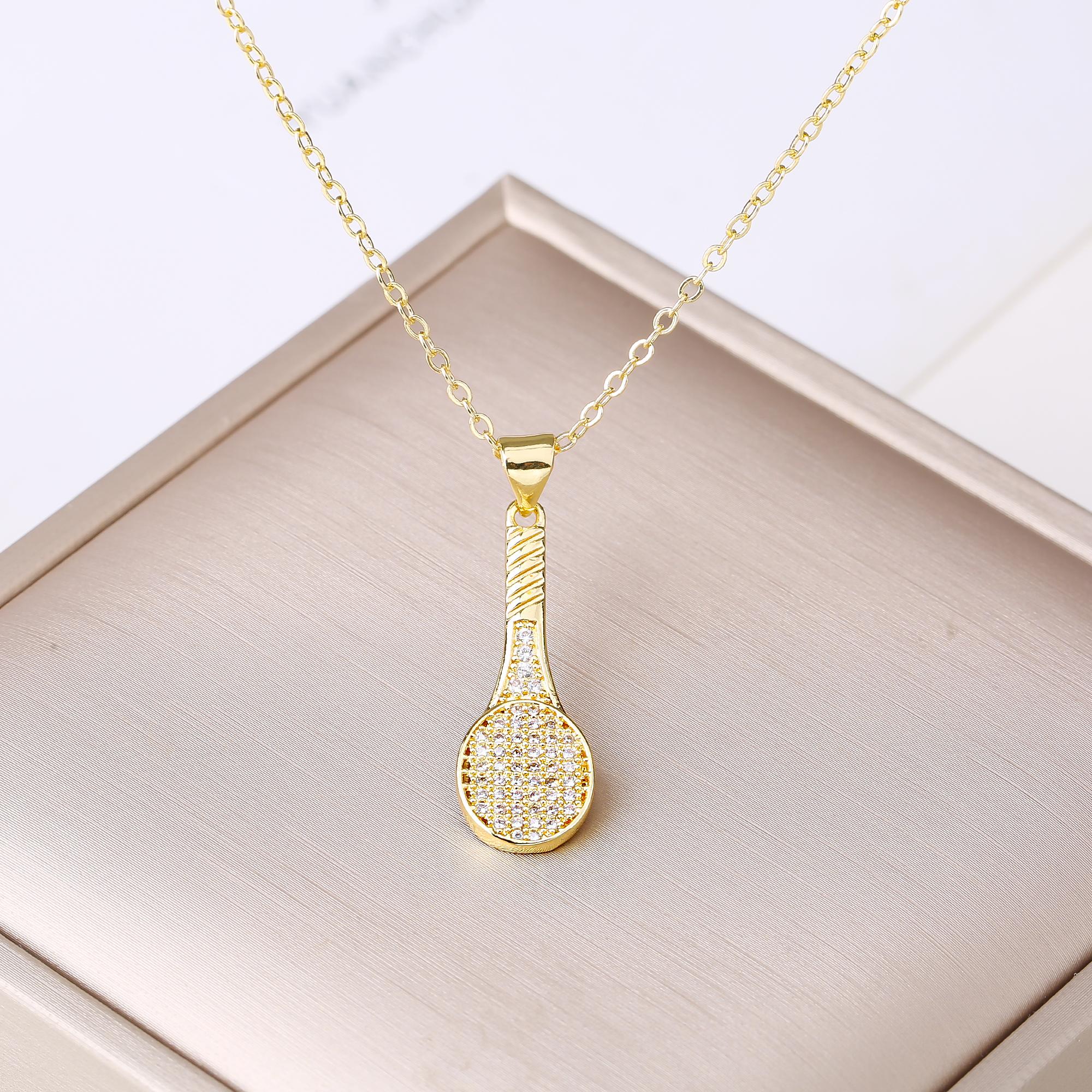 

Fashion Baseball Tennis Racket Boxing Gloves Zircon Pendant Necklace for Men Women Sports Party Zircon Birthday Gift