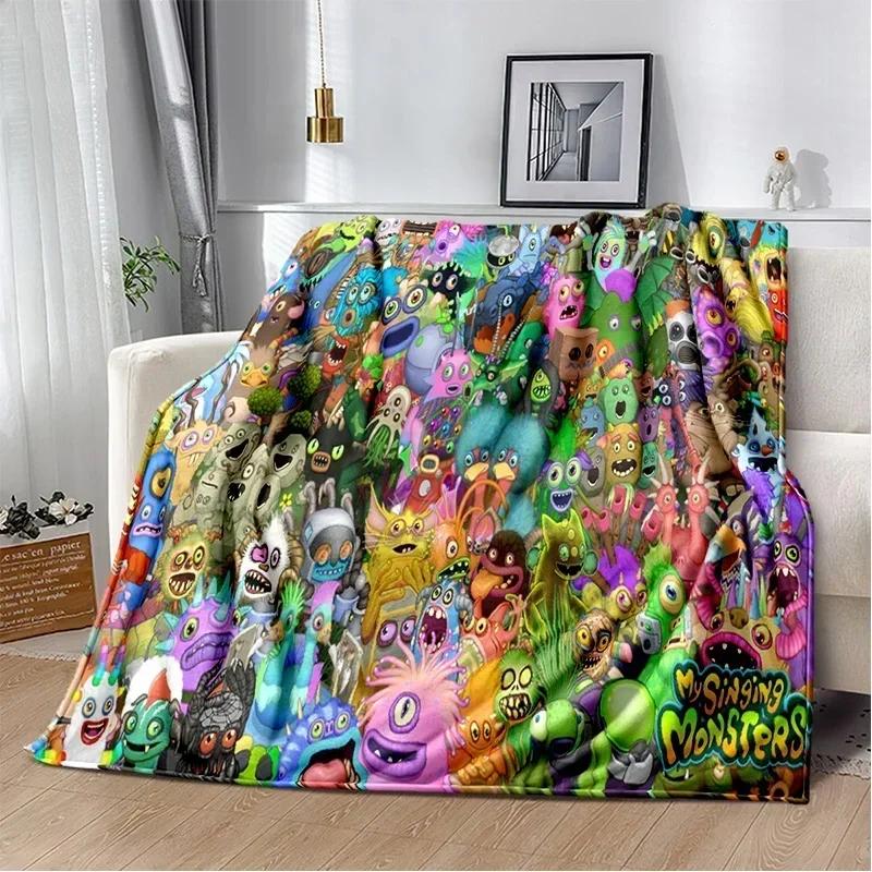 My Singing Monsters videospill tegneserie Mykt plysjteppe,flanellteppe Dyneteppe for stue soverom Sengsofa Piknik