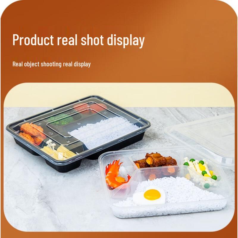 MOLUONA Disposable 3-Compartment Takeaway Lunch Boxes