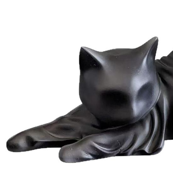 Black Ghost Cat Statue Resin Halloween Ghost Cat Figurine Gothic Feline Sculpture