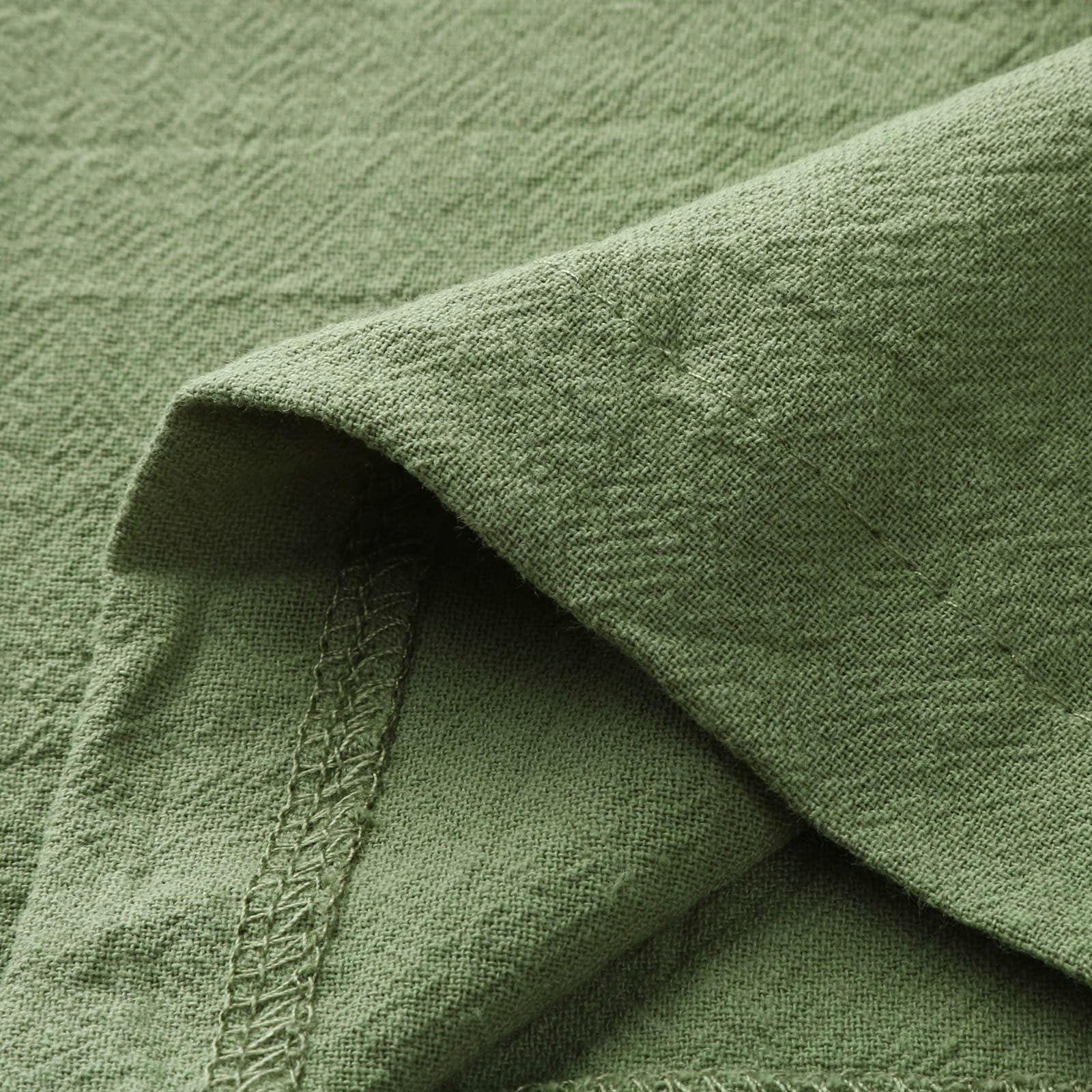 Мужские повседневные свободные однотонные хлопковые льняные брюки с эластичным галстуком — фото 18