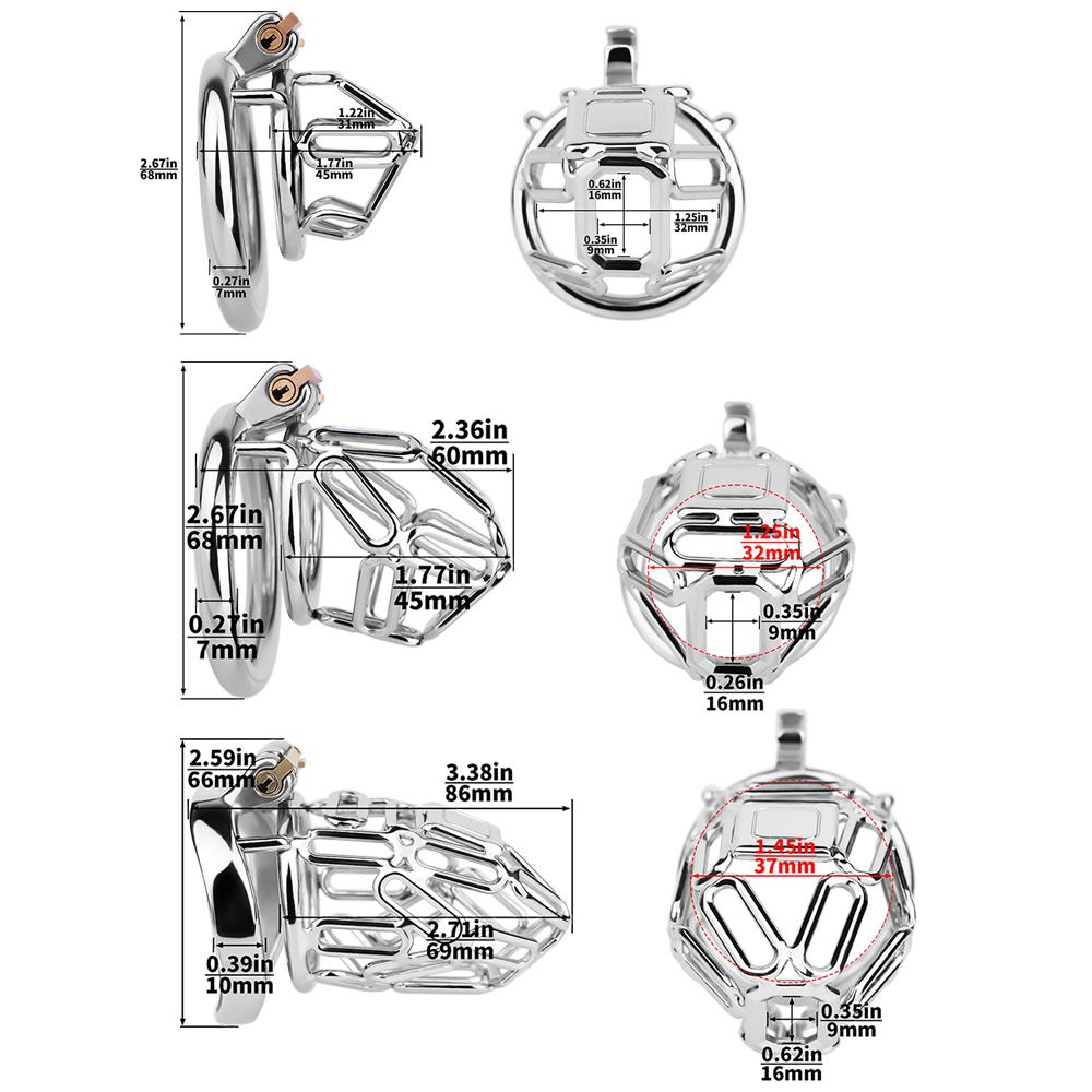 S/M/L Discreet Stainless Steel Penis Cage Durable BDSM Virginity Lock Toy for Long-time Wear Male Masturbation Control Device